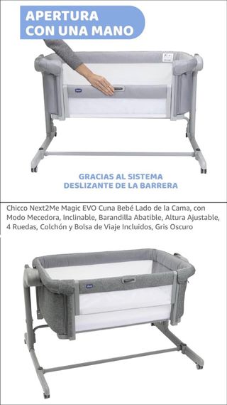 Cuna Chicco Next2Me Magic EVO Gris Oscuro