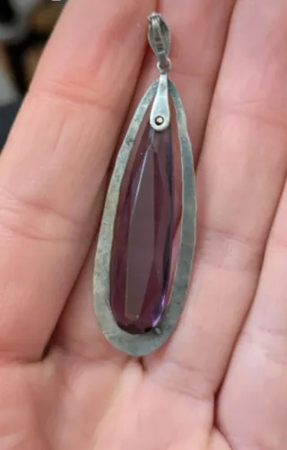 Pendente vintage argento oro ametista