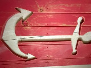 Cuadro Decorativo Madera Ancla Roja