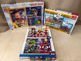 Lote 3 Puzzles Toy Story, Trefl y Spidey