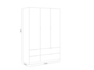 Armario de madera 3 puertas y 2 cajones