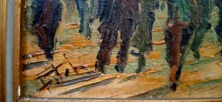 Cuadro antiguo paisaje con figuras