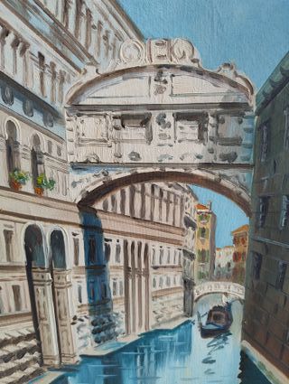 Dipinto olio firmato •Venezia Ponte dei Sospiri