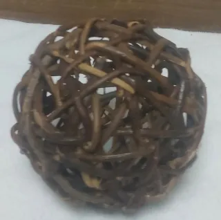 2 Bolas Decorativas Mimbre y Madera
