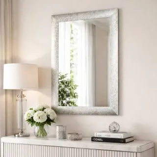 Espejo Pared Plateado Texturizado 50x70