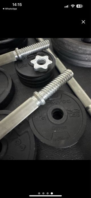 Set Discos Mancuernas y Barras