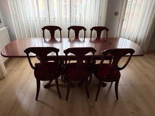 Conjunto mesa comedor y 6 sillas madera