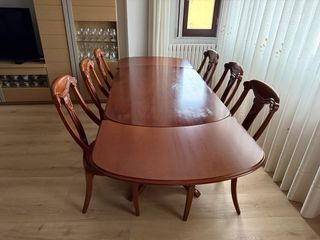 Conjunto mesa comedor y 6 sillas madera