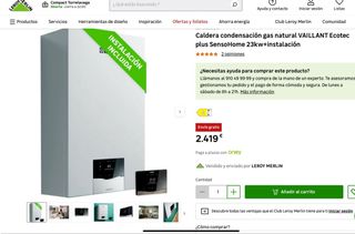 Caldera de gas natural Vaillant alta eficiencia