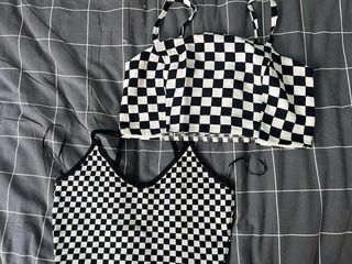 Tops cuadros blanco y negro