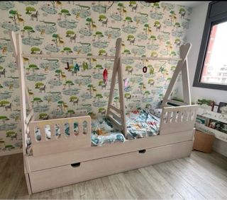 Cama Casita Doble Montessori con Cama Nido/Cajón