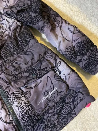 Chaqueta Desigual acolchada gris y rosa T.S