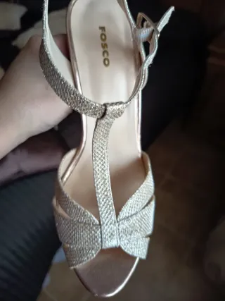 Zapatos de fiesta dorados y plateados