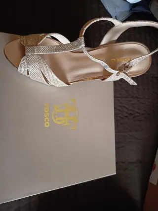 Zapatos de fiesta dorados y plateados