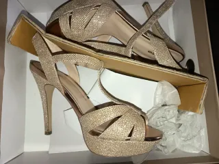 Zapatos de fiesta dorados y plateados