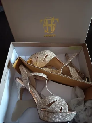 Zapatos de fiesta dorados y plateados