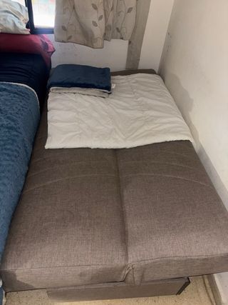 Sofá Cama 90x190 cm Tela Marrón