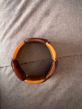 Pulsera mujer cuero marrón y dorado