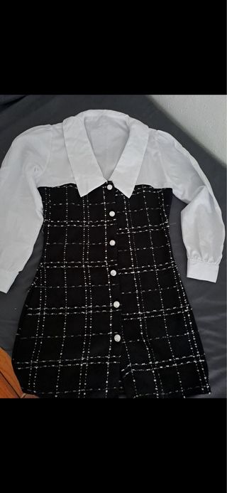 Vestido elegante blanco y negro