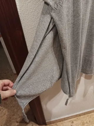 Poncho ancho lana fina gris