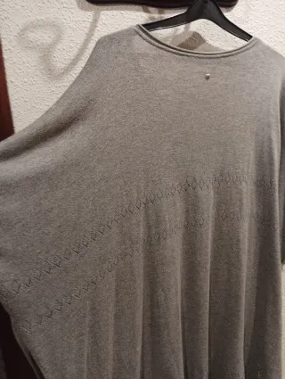 Poncho ancho lana fina gris