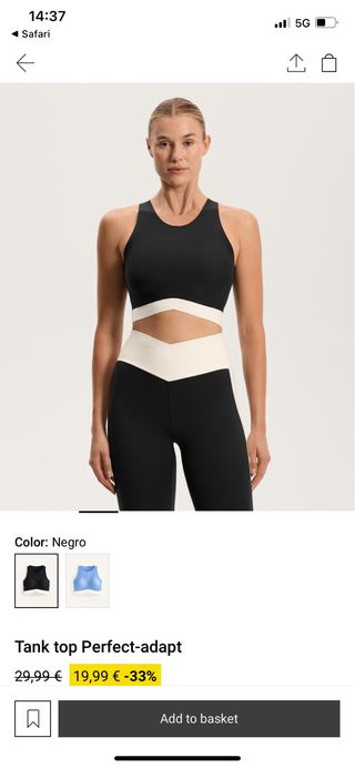 Top deportivo negro con detalles beige/blanco S