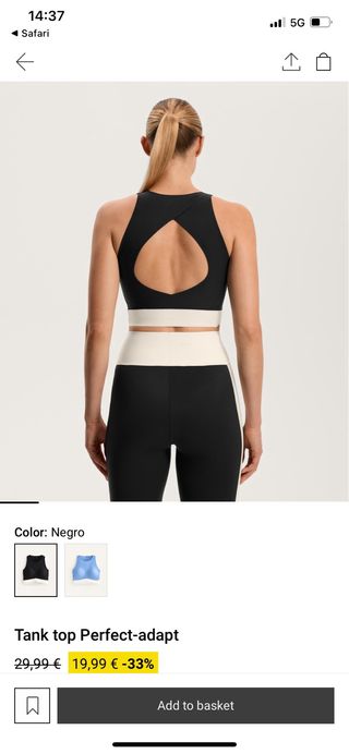 Top deportivo negro con detalles beige/blanco S