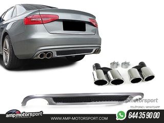 DIFUSOR TRASERO PARA AUDI A4 B8 2007-2011 BERLINA / AVANT + COLAS DOBLES