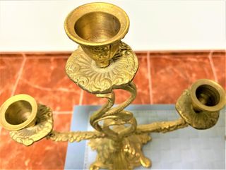 Pareja Candelabros Bronce Antiguos