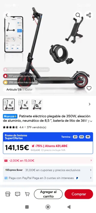 Patinete Eléctrico Casi Sin Uso