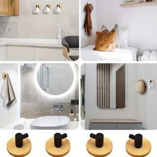 Pack 4 Colgadores Pared Bambú y Metal