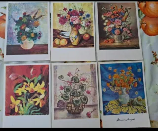 50 Cartoline Illustrate  raffiguranti Fiori Piante