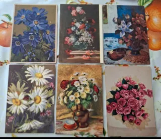 50 Cartoline Illustrate  raffiguranti Fiori Piante