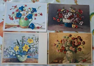 50 Cartoline Illustrate  raffiguranti Fiori Piante