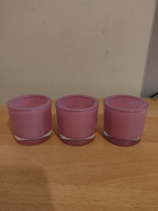 Set 3 portacandele lilla in vetro