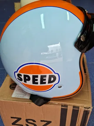 Casco Jet Moto ABS Naranja/Azul 2 cascos