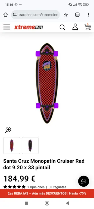 Longboard Santa Cruz Pintail 33