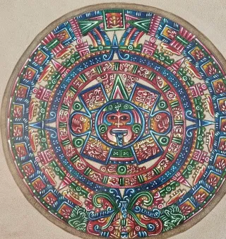 Cuadro Pintura Azteca Cuero 41x41