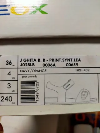 Sandalias Geox Talla 36 Azul Naranja