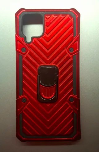 Cover Samsung A12 rinforzata rossa  metal ring