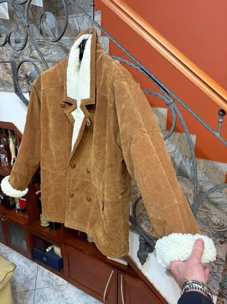 Cappotto montone shearling scamosciato vera pelle
