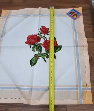 10 Tovaglioli Vintage in Lino con Rose