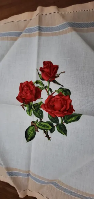 10 Tovaglioli Vintage in Lino con Rose
