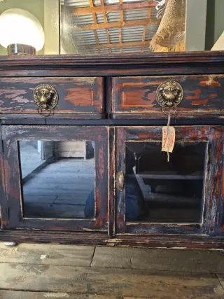 Cómoda vintage madera y cristal