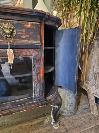 Cómoda vintage madera y cristal