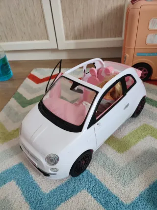 Coche Fiat Barbie Rosa y Blanco