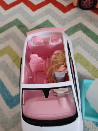 Coche Fiat Barbie Rosa y Blanco