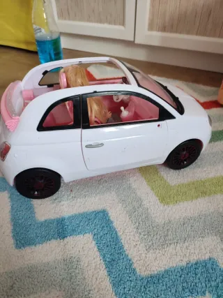 Coche Fiat Barbie Rosa y Blanco