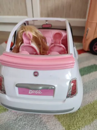 Coche Fiat Barbie Rosa y Blanco