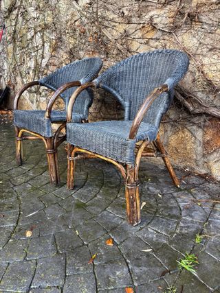 Conjunto 3 sillas mimbre ratán